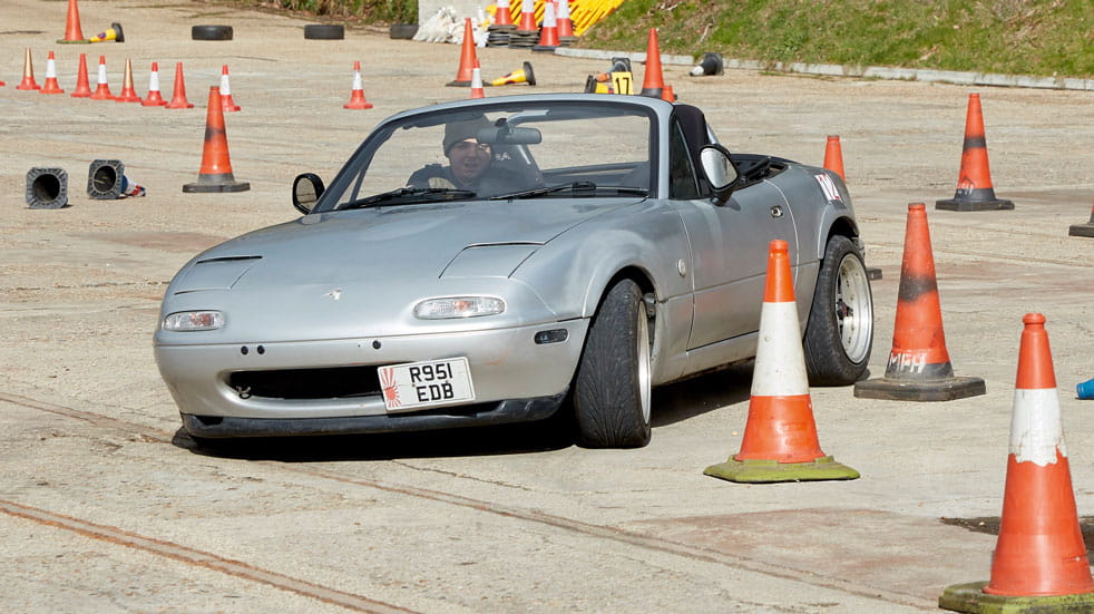 Mark Bradley puts his MX5 throught its paces on the track